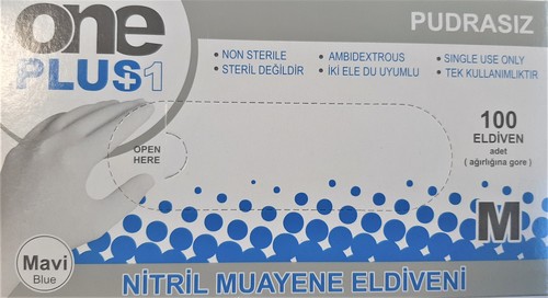 Rukavice NITRIL M, nepudrované, modré, 100 ks/bal. Rukavice NITRIL M, nepudrované, modré, 100 ks/bal.