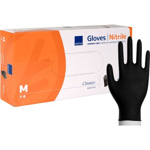 Rukavice Nitril Classic Sensitive M, nepudrované, černé