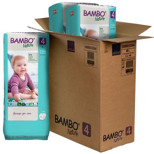 Bambo Nature 4 - Tall (dvojité balení), 7-14 kg - měsíční balení, (144 ks plen)