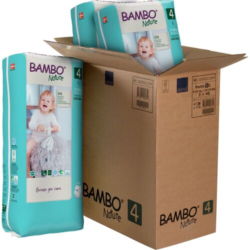 Bambo Nature PANTS 4 - Tall (dvojité balení), 7-12 kg - měsíční balení, (120 ks plen)