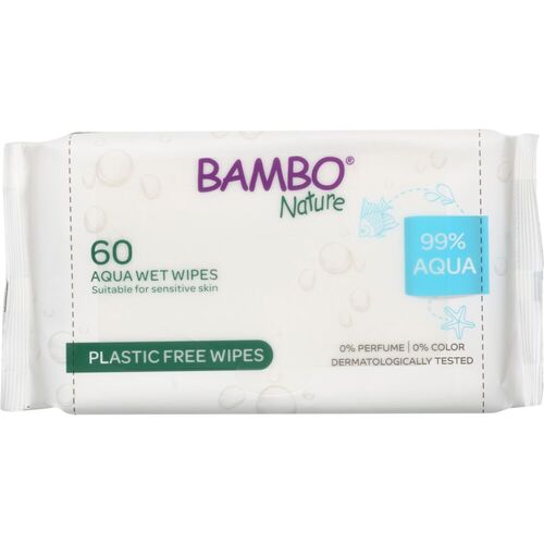 Vlhčené ubrousky Bambo Nature Aqua, 60 ks
