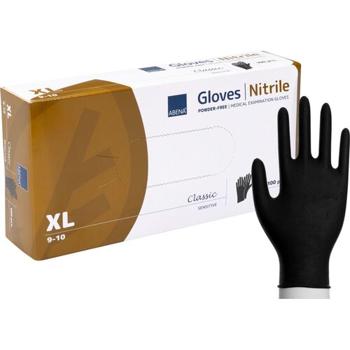 Rukavice Nitril Classic Sensitive XL, nepudrované, černé
