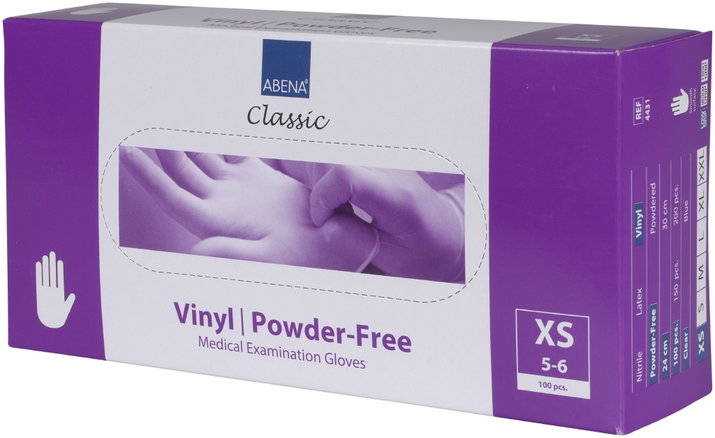 Rukavice vyšetřovací VINYL XS, nepudrované