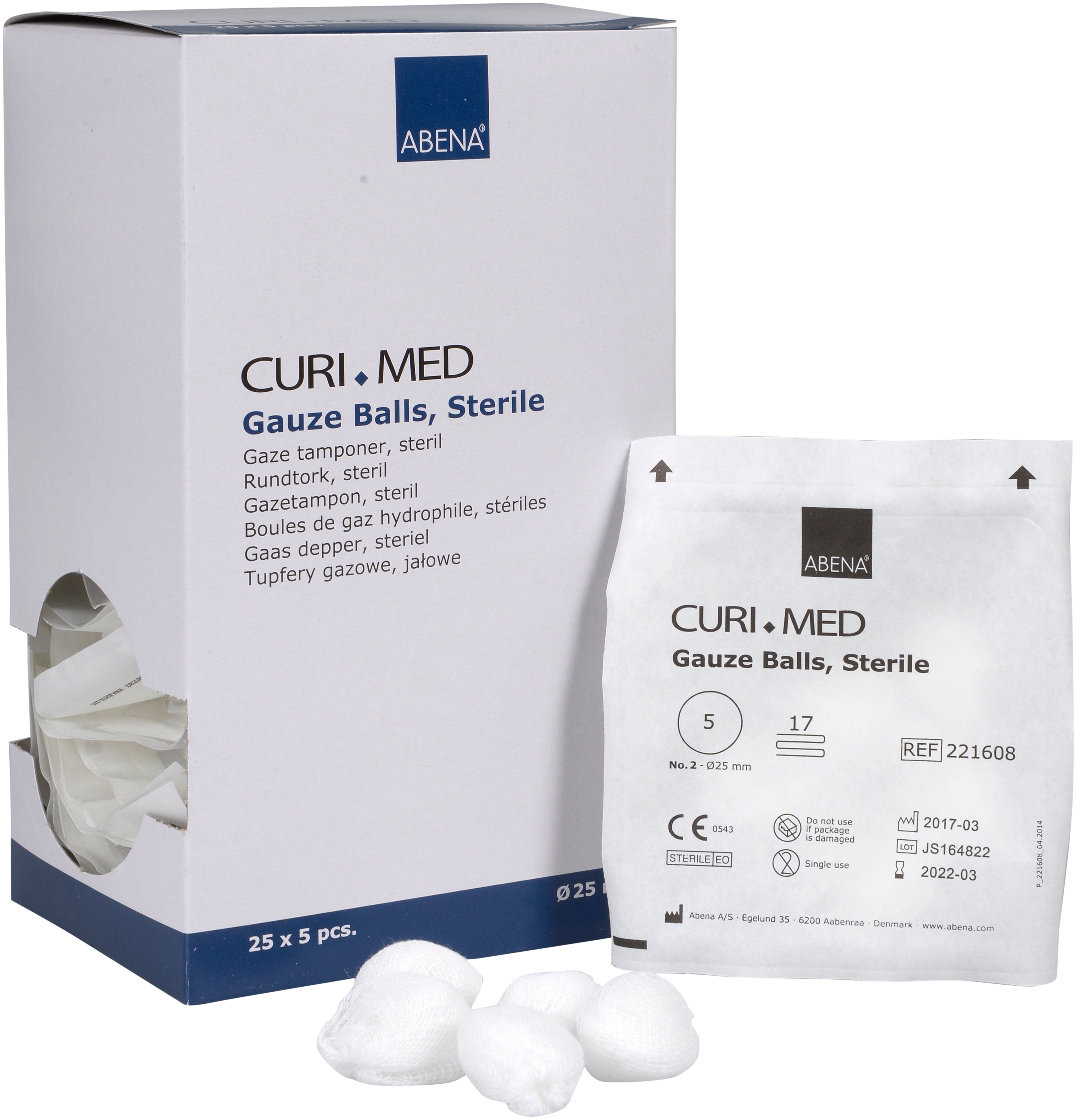 Gázový tampon sterilní, č.2, O 25 mm, 125 ks/bal Gázový tampon sterilní, č.2, O 25 mm, 125 ks/bal
