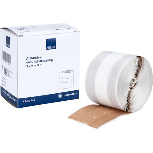 Textilní náplast s polštářkem, v návinu 5m x 5 cm, tělová